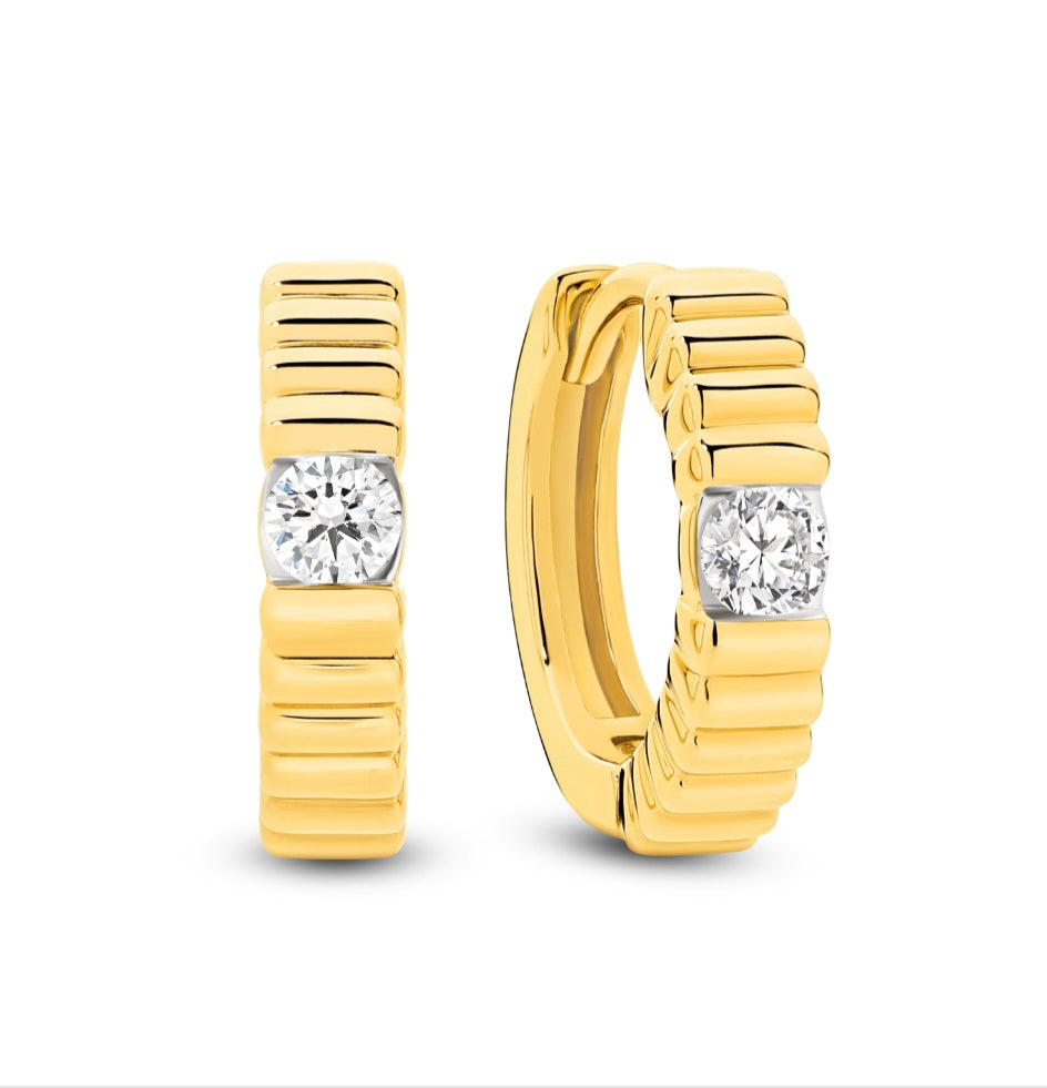 Natural Diamond Huggie Earrings