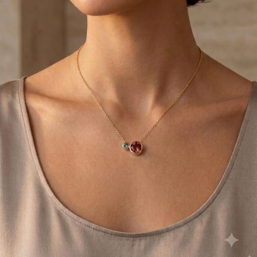 Tourmaline and Sapphire Pendant