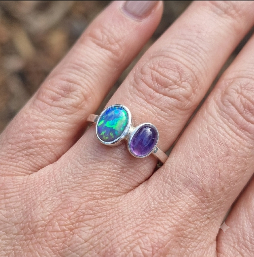 Opal and Purple Sapphire ring
