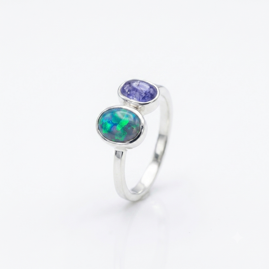 Opal and Purple Sapphire ring